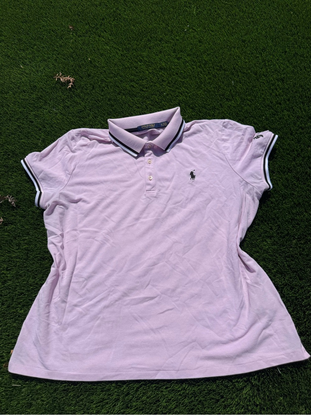 Ralph Lauren Hawaii Wailea Maui Light Pink Polo Golf with Navy Trim
